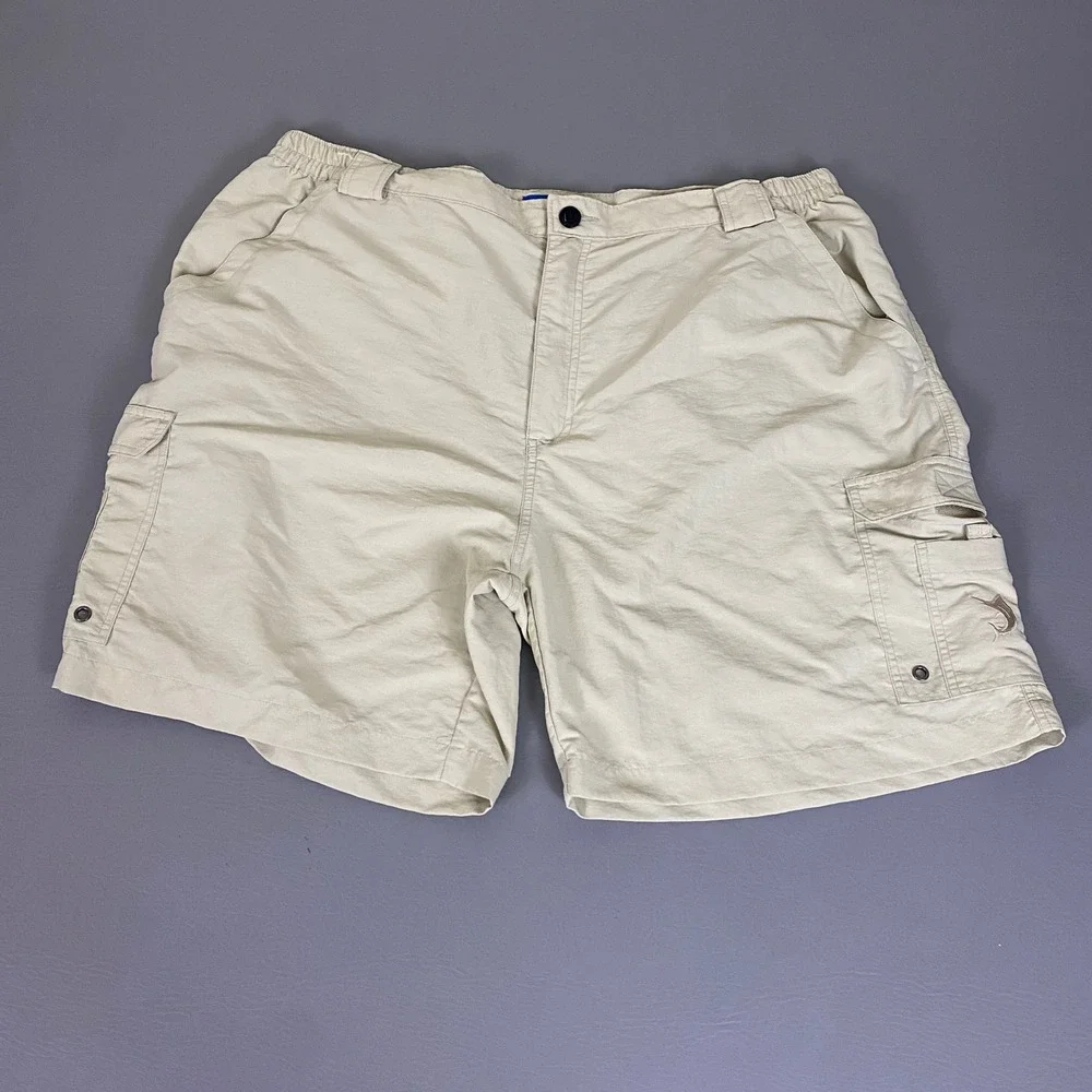 Reel Legends Cargo Shorts Performance Fishing Men's 2XL Tan Nylon Quick Dry NWOT